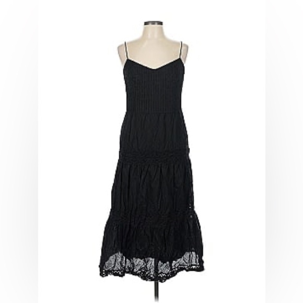 Ann Taylor LOFT Tiered Black Midi / Maxi Dress. Size 6